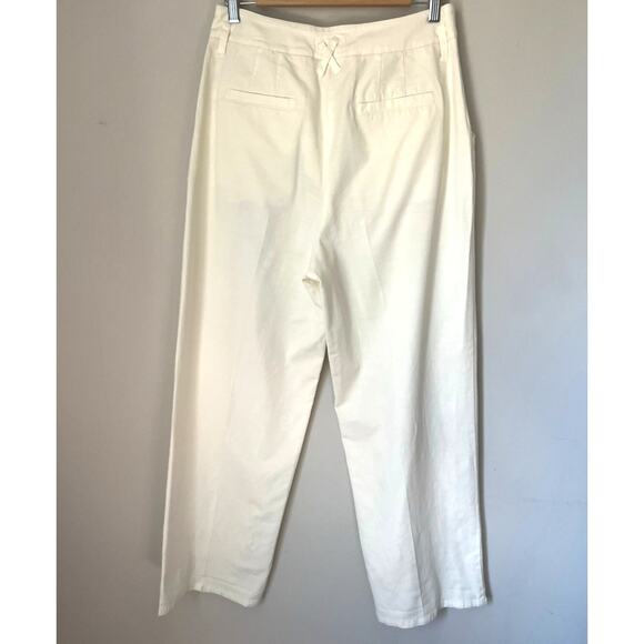 Maeve by Anthropologie Pleated Cropped Aston Pants Wide Leg in Ivory sz. 8 - Picture 4 of 11